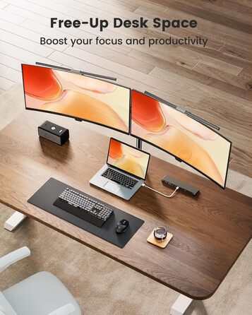 Кріплення для моніторів ErGear 2 шт. для екранів 13-32 дюйми, регульоване, настільне, VESA 75/100, білий (чорний)