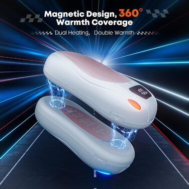 Електричний грієчка для рук 2 шт., 12000 мАг, з магнітною двосторонньою системою нагріву та цифровим індикатором температури та заряду батареї, для відпочинку на природі/кемпінгу (білий-рожевий)