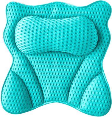 Подушка для ванни 4D Luxus, для голови, шиї, плечей та спини, ергономічна, з 6 присосками, для джакузі та домашнього спа (Зелена)