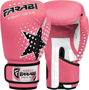 Дитячі боксерські рукавички Фарабі 6 унцій, тренувальні рукавички для кікбоксингу Муай Тай, ММА-спарингу, кращі рукавички для тренувань на боксерській груші, тренувальні подушечки для фокусування рожевого кольору 6 унцій