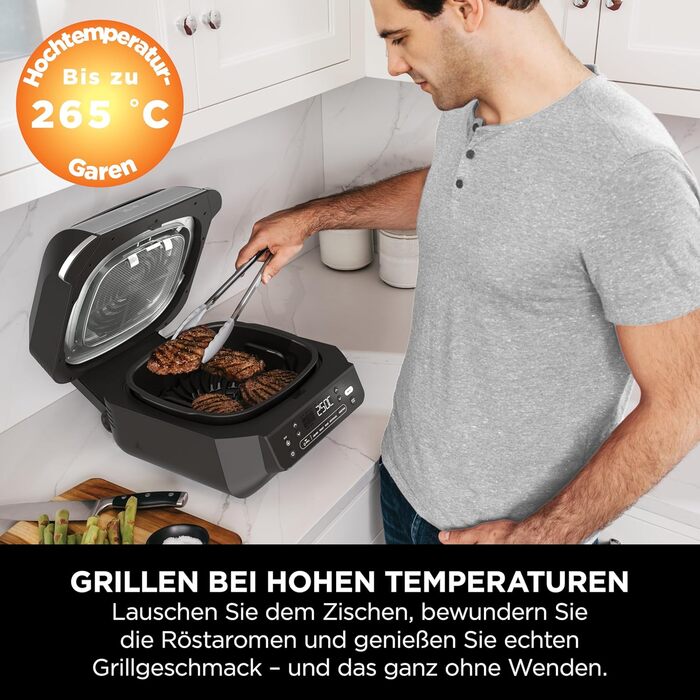 Мультигриль Ninja MAX 6-в-1 з фритюрницею, 3.8л, сірий/срібний, DG551EU