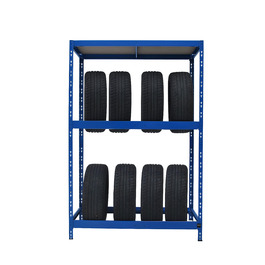 Металева стійка для шин 179x130x50 см, блакитна - 8-12 шин | Стійка для шин, стелаж для гаража, підвалу