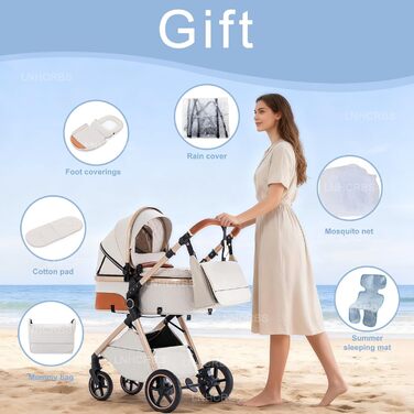 Дитяча коляска 3 в 1, туристична, швидко складається, з фіксацією передніх коліс, сіра (10-V8, візерунок)