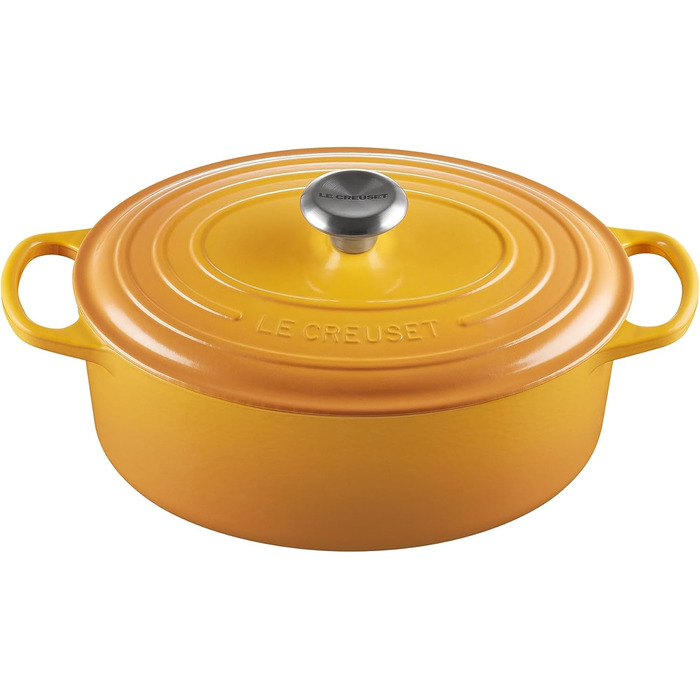 Le Creuset Signature Бра́тниця з чавуну з кришкою, овальна, 29 см, 8.9 л, для всіх плит (в т.ч. індукційних), вишнево-червоний колір