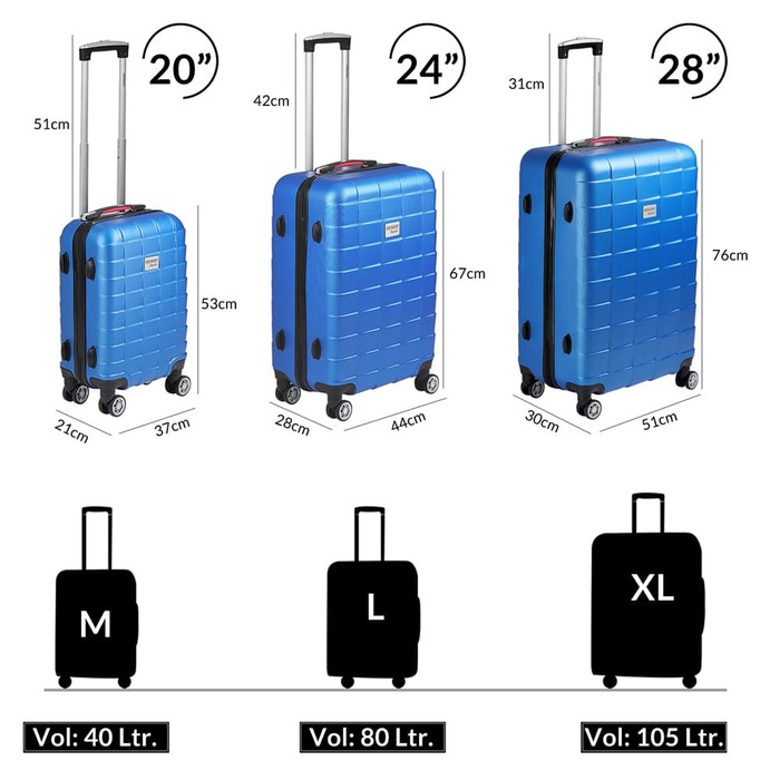 Валіза для подорожей Hard Shell XL Wheels 360º 105L Blue ABS