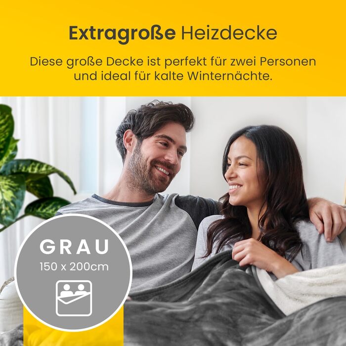 Електрична ковдра Cosi Home 180x130 см з таймером, захистом від перегріву та 10 рівнями нагріву - Кремовий колір