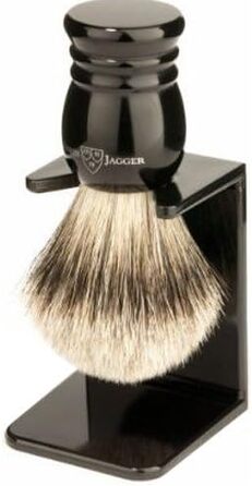 Щітка для гоління Edwin Jagger Super Badger Badger Badger з підставкою-крапельницею, штучне чорне дерево, маленька