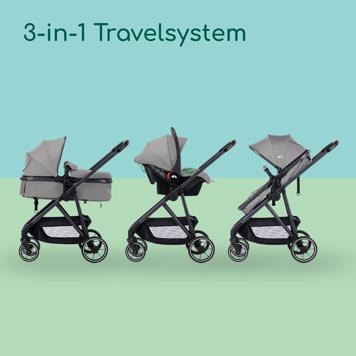 Дитяча коляска Bebeconfort Breeze Trio 3-в-1, 0-4 роки, до 22 кг, i-Size, компактна, сірий камінь