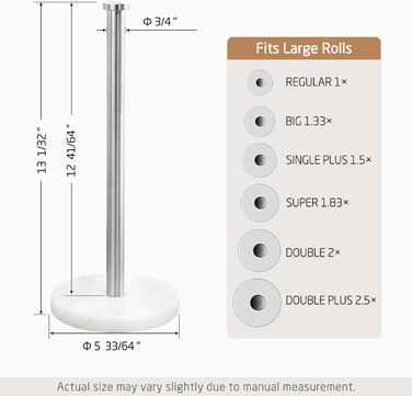 Тримач для паперових рушників KES мармурова підставка, стійкий диспенсер із нержавіючої сталі SUS304, 14 см, KPH100S14B-2