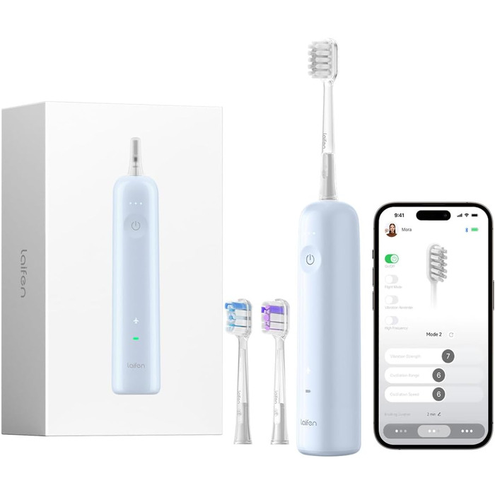 Електрична зубна щітка Laifen Wave з вібрацією та осциляцією, 3 насадки, IPX7, ABS пластик, блакитна
