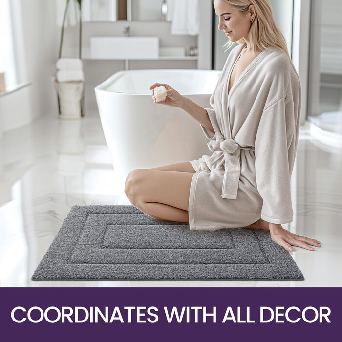 Набір килимків для ванної кімнати DEXI, 2 шт., 40 x 60 см, сірий. Нековзкі, м'які, швидковисихаючі килимки для душу, ванни та туалету. Машинне прання.