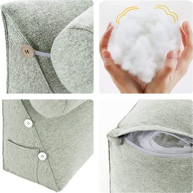 Подушка для спини, трикутна подушка для тіла, подушка для читання, 60 см (біла)