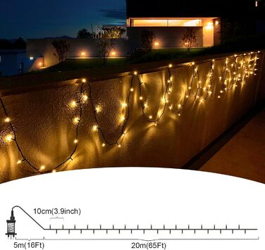 Режимів, Таймер, Теплий Білий, 20М для Різдва та вечірки, 400LED String Light Outdoor, IP44, 8