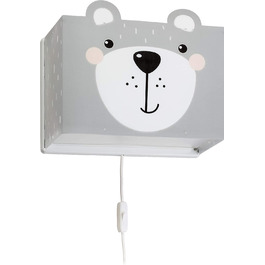 Дитячий настінний світильник Dalber, настінний світильник для дітей, маленький плюшевий ведмедик, тварини, сірий