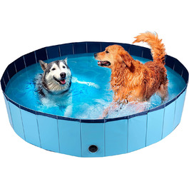 Басейн для собак maxxpro - 160 х 30 см-велика складна майданчик для собак-протиковзке дно - з зливним клапаном-Синій