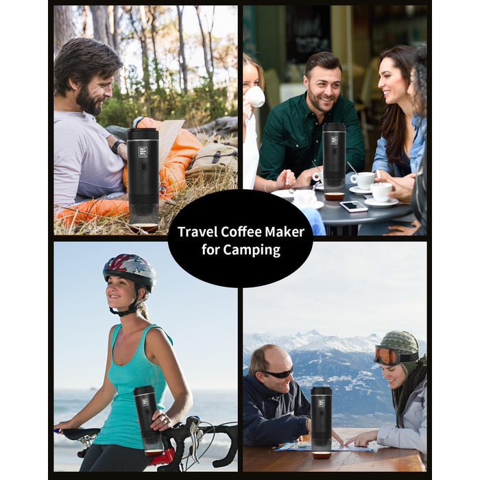 Портативна електрична кавомашина Everange для еспресо, приготування кави з меленої кави та капсул, з LCD-дисплеєм (зелена та чорна)