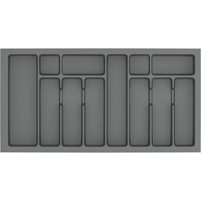 Вставка для столових приладів sossai Divio для висувних ящиків 30 см / ширина 23 см x Глибина 43 см обрізна / з 4 відділеннями / Колір антрацит / Система розташування ящиків для столових приладів (83 x 43 см - 12 відділень)
