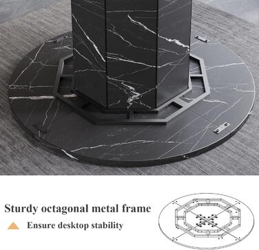 Дерев'яний обідній стіл HSH на 4-6 осіб, кухонний стіл, сучасний дизайн, 120x120x75 см (чорний)