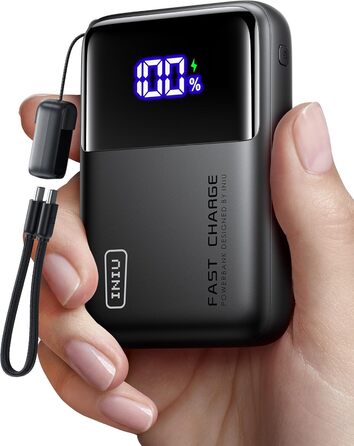 Портативний зарядний акумулятор INIU на 25000mAh, 100W, USB-C, для ноутбуків, телефонів, iPad, DJI, камер, iPhone 17/16/15/14, чорний