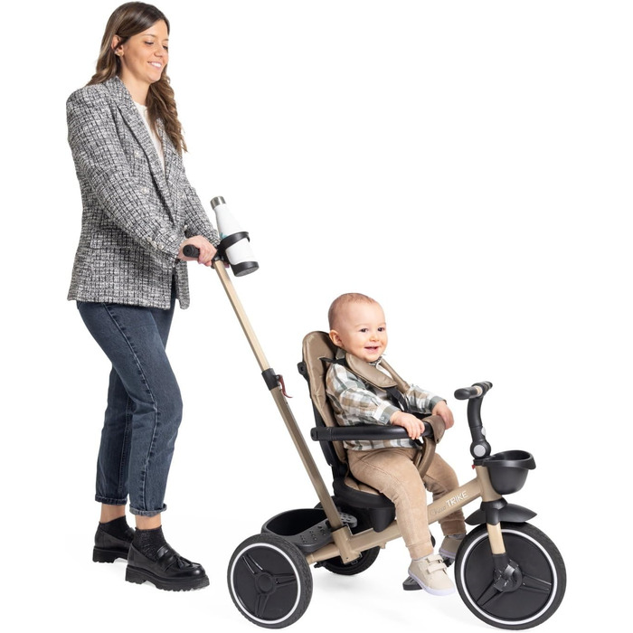 Триколісний велосипед Chicco 4-в-1 бежевий: від 6 місяців до 4 років, знімний капюшон, EVA колеса, телескопічна ручка