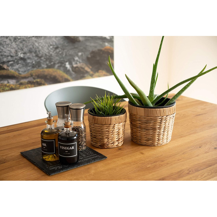 Набір горщиків для квітів Decorasian 2 шт. круглі, плетені з морської трави, з пластиковим вкладишем, 16 см