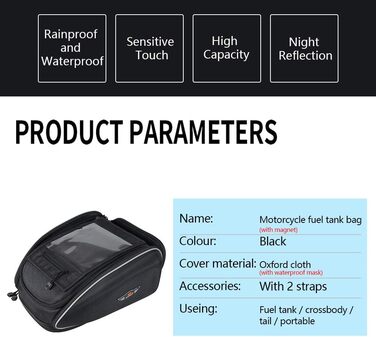 Мотоциклетна їзда Гонка Дорожня сумка для багажу Мотоцикл Магнітне масло Сумки для паливного бака Багатофункціональний рюкзак Сумка для інструментів 30 л з дощовиком (водонепроникна)