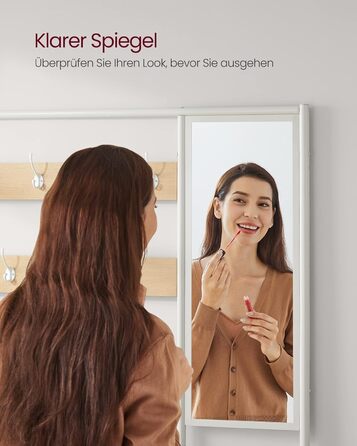 Стійка для одягу VASAGLE з дзеркалом та банкеткою, 35 x 98 x 180 см, для передпокою, спальні, вітальні, індустріальний дизайн, vintagebraun- schwarz, з полицею для взуття