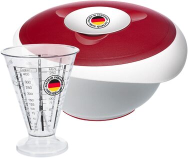 Набір для випічки Westmark Back-Set 4 шт. з мисками, вінчиком, мірним посудом та скребком/демідером, пластик, білий/червоний/прозорий