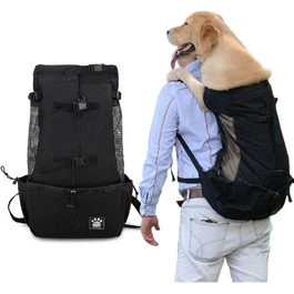 Рюкзак для собак Woolala, сумка для перенесення, передня сумка для цуценят з водонепроникною підкладкою, Дорожня сумка для маленьких домашніх тварин (XL-, Чорний) XL-Чорний