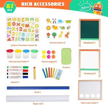 Дерев'яна мольберт Kinder Tafel з паперовою рулонкою, регульована висота, зелений колір