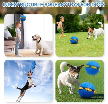 Іграшковий м'яч для собак Adiwo, м'яч-літаюча тарілка, що світиться, для собак, інтерактивний м'яч-літаюча тарілка для приміщень і вулиці (синій)