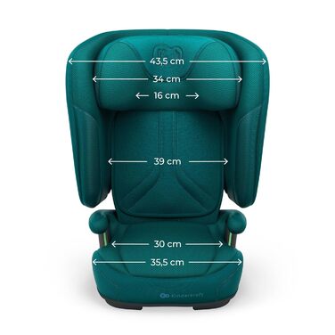 Автокрісло Kinderkraft UNITY 2 i-Size, 100-150 см, 3,5-12 років, регульована підголовник, AIR FLOW, 5 положень спинки, зелений