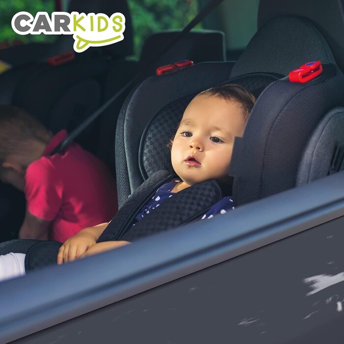 Регульоване дитяче автокрісло Carkids чорно-червоне Дитяче автокрісло групи 1-2-3 з роз'ємом Isofix і верхнім ременем Діти від 9 місяців до 12 років9-36 кг