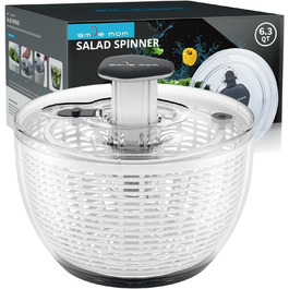 Салатниця-віджимник для салату Smile Mom, 6.3 л, велика, для кухні, білий/зелений