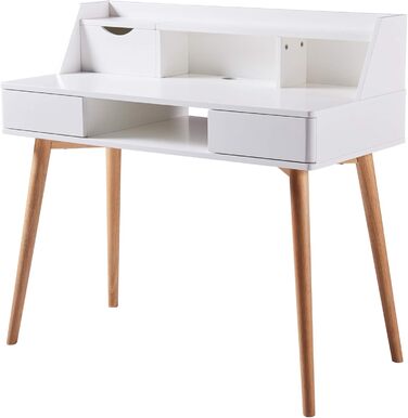 Дитячий письмовий стіл Teamson Home Creativo з MDF, з полицями та шухлядами, білий/натуральний, VNF-00045