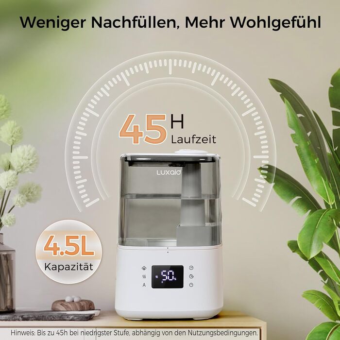 Зволожувач повітря Luxaid HU-802 4.5л з пультом, гігростатом, таймером та автовимкненням для спальні та великих приміщень