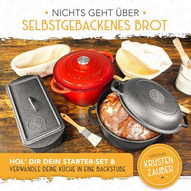 Набір для закваски KrustenZauber: скляна тара 1000 мл з лопаткою та термометром для випікання хліба, закваска, ферментація, 2 шт.