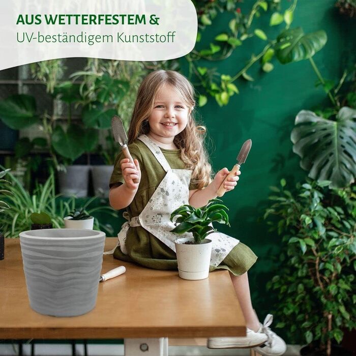 Квітчар Trento: круглий горщик для рослин, стійкий до погодних умов, антрацит, діаметр 35 см