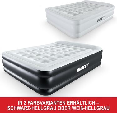 Надувне ліжко самостійно надувне – для 2 осіб – 203 x 152 x 46 см – з електричним насосом – надувне ліжко для гостей за 3-5 хвилин – вбудована подушка (Чорний)