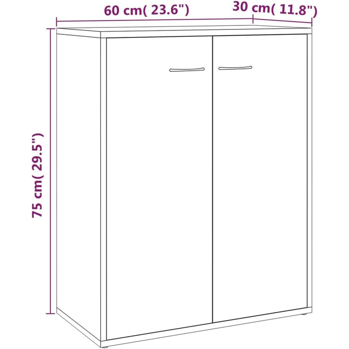 Сервант, Комод з місцем для зберігання, 2 двері, Credenza для вітальні, 60x30x75см (Копчений Дуб)