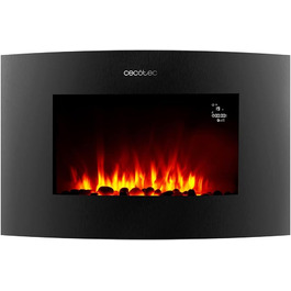 Декоративний електричний камін Cecotec ReadyWarm 2690 Flames Connected, 2000 Вт, Wi-Fi, білий, керування пультом, для 25 м², загартоване скло, 26 дюймів