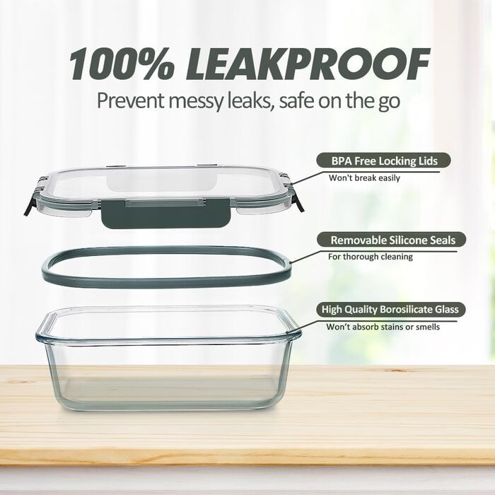 Набір контейнерів Verones 24 шт. з кришкою, сірий, повітріобмінний, для зберігання їжі, морозильник, посудомийна машина