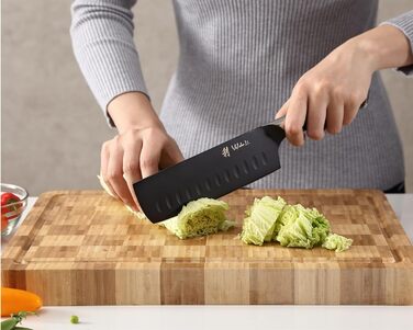 Набір кухонних ножів Wakoli Titanium Noir (5 предметів) з бруском - професійний набір кухонних ножів з титанового покриття, нержавіюча сталь, чорний колір, магнітний бруск