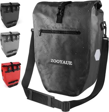 Велосипедна сумка ZOOYAUE для багажника 28 л, водонепроникна сумка для багажу з ручкою для перенесення та плечовим ременем, велосипедна сумка через плече зі світловідбивачами, велосипедні сумки задні чорні