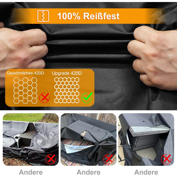 Чохол для садово-патіо меблів Kipiea, водонепроникний, прямокутний, 242x162x100 см