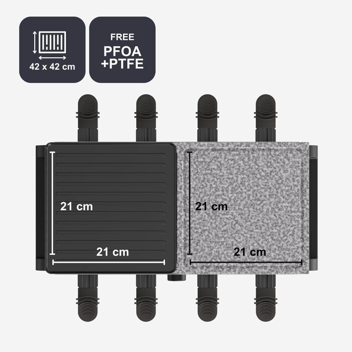 Ракельниця Black+Decker для 8 осіб з натурального каменю, антипригарне покриття, регулювання температури, 1400 Вт, PFOA-free