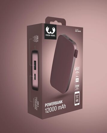 Пауербанк 12000 мАг USB-C швидка зарядка - Deep Mauve