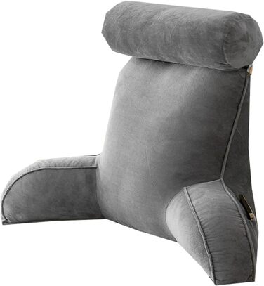 Зручне дихаюче крісло для читання з підтримкою спини, однотонне, знімний підголівник, можна прати, м'яке спижнє крісло (Сірий, 85 x 60 см)