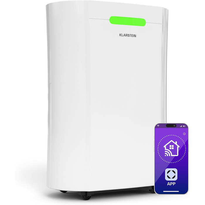 Klarstein AeroDry Smart 12l: Електричний осушувач повітря 12 л/день, WiFi, керування через додаток, білий