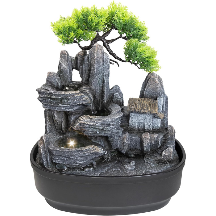 Кімнатний фонтан Лемодо з LED-підсвічуванням, 3-рівневий, для дому, офісу, 27x19x33 см